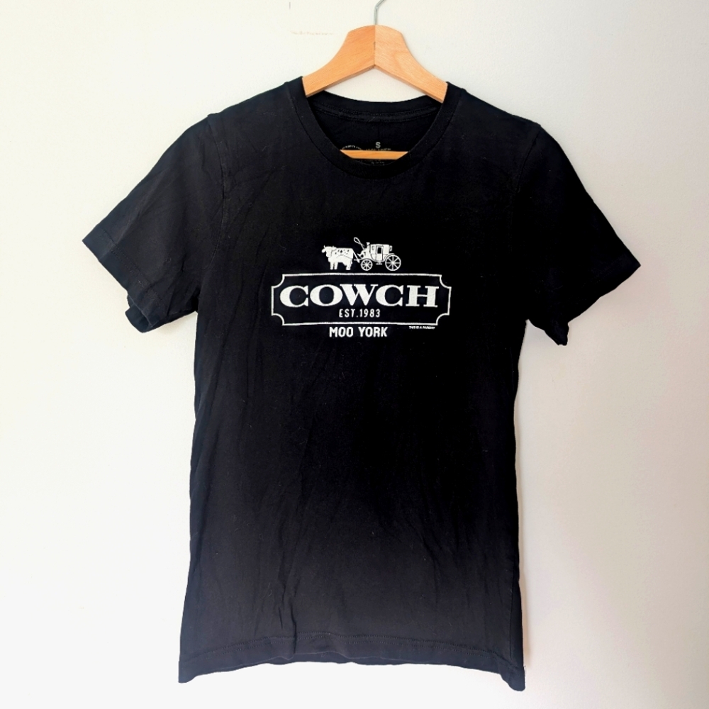 COWS COWCH Haute COWture Parody Line Black Graphic T-Shirt (S)